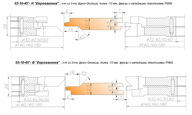 Схема установки фрез для изготовления обшивочной доски евровагонки 03-15-45.
